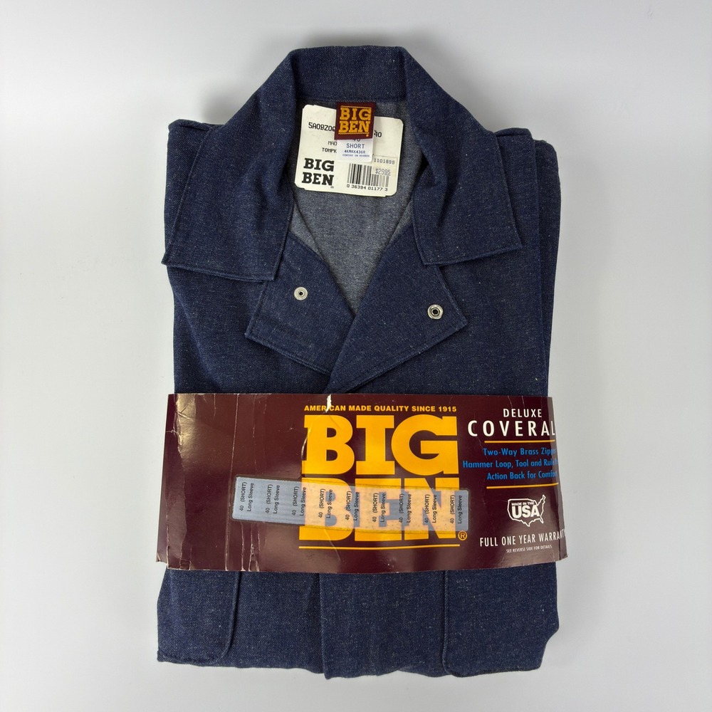Big Ben Deluxe Coverall Blue Denim Mens 40 Short 5A09Z00 Made in USA NWT Vintage